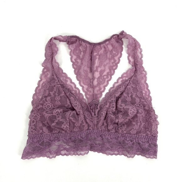 Victoria's Secret Bralette Purple Lace Floral Racerback Wireless - Picture 1 of 11